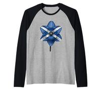 Wales Scotland Mixed Heritage Daffodil Scottish Flag Flower Raglan Baseball Tee