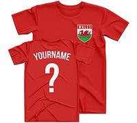 Wales Shirts For Men - Wales Flag Badge Custom Name And Number T Shirt - Football Personalised Retro Cymru Europe Summer 2021 Footy Gifts For Him - Unique European Footie Top, S, Red