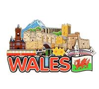 Wales Skyline Fridge Magnet Welsh Red Dragon Collage Castle Snowdon Daffodils