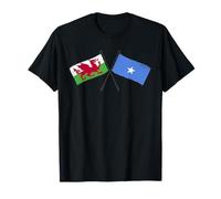 Wales Somalia Crossed Flags Welsh Somali Heritage T-Shirt