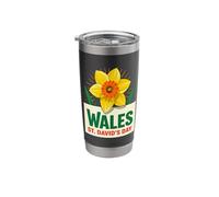Wales St Davids Day Daffodil Design Stainless Steel Insulated Tumbler