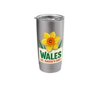 Wales St Davids Day Daffodil Design Stainless Steel Insulated Tumbler