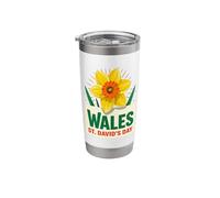 Wales St Davids Day Daffodil Design Stainless Steel Insulated Tumbler
