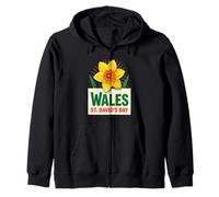 Wales St Davids Day Daffodil Design Zip Hoodie