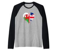 Wales UK? British Pride? A Proud Welsh Flag and Union Jack Raglan Baseball Tee