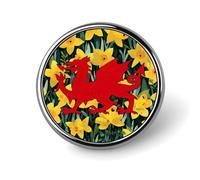 Wales Welsh Daffodils Round Enamel Brooch Pin Button Badges Decoration Hat Clothing Bag Accessories Gift Crafts