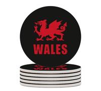 Wales Welsh Dragon Round Ceramic Coasters Non-Slip Cork Base Drinks Holder Craft 6PCS