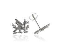 Wales/Welsh Dragon Stud Earrings/Ear Studs - 10mm W X 8mm H - 925 Sterling Silver - Welsh Jewellery