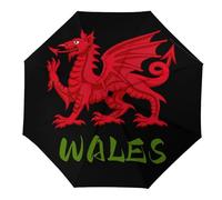 Wales Welsh Dragon Travel Umbrella Windproof Automatic Umbrellas 3 Folding Compact Umbrellas for Rain And Sun