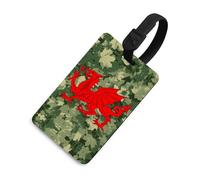 Wales Welsh Dragons Camouflage Leaves Luggage Tags for Suitcases Handbag Tag Labels Travel Accessories Privacy Cover ID Label