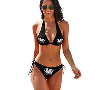 Wales Welsh Flag Women's Bikini Swimsuit Halter Bathing Suit Lace-up Print Swimming 2 PCS Set