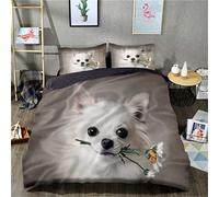 WalfiaA 3D printed bed quilt cover Chihuahua Duvet Cover Set Double Unisex Breathable Bedspread Bedding Set (King size 220x240cm, 1 quilt cover + 2 pillowcases)