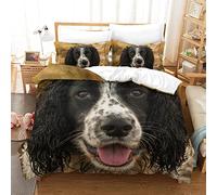 WalfiaA 3D Printed Bedding Quilt Cover Cocker Spaniel Duvet Cover 3 Pieces Super Soft Hypoallergenic Microfiber Bedding Set Double 200x200cm, 1 quilt cover + 2 pillowcases