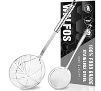 Walfos 7 inch Extra Large Spider Strainer - Stainless Steel Fryer Scoop & 4 in Skimmer Spoon, Set of 2 - Kitchen Spider Skimmer Strainer With Handle, For Cooking, Frying, Pasta, Egg, Foam