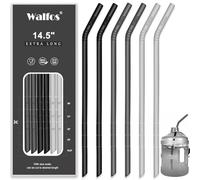 WALFOS Extra Long Reusable Silicone Straws 14.5 inch, Big Sizes Flexible Bendy Straws for 1/Half Gallon Large Water Bottles, 128 75 64 40 OZ Tumbler with Cleaning Brush (6-Pack)