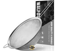 Walfos Fine Mesh Strainers, Premium Stainless Steel Colanders and Sifters, with Reinforced Frame and Sturdy Handle, Perfect for Sift, Strain, Drain and Rinse Vegetables, Pastas and Tea（24cm