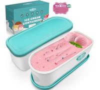 Walfos® Ice Cream Container for Ice Cream 1.5 L, Reusable Homemade Ice Cream Containers with Silicone Lid, Stackable Freezer Storage Containers for Yogurt, Set of 2