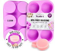 Walfos Round Silicone Saop Molds, Cylinder Soap Molds for Soap Making, Homemade Bath Bombs,Shower Tablets, Lotion Bars ,Beeswax,Candles - Set of 2