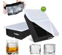 Walfos® Silicone Large Ice Cube Molds with Lids,Ice Cube Tray, 2 Pack, Flexible & Easy Release, BPA Free and Dishwasher Safe, Perfect for Cocktail, Whiskey, Chocolate, Baby Food