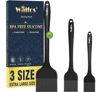 Walfos Silicone Pastry Brushes, Set of 3, Heat Resistant Silicone Pastry Brushes, Kitchen Brushes for Cooking, BBQ Grilling, Food Grade Silicone Brush and BPA Free
