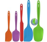 Walfos Silicone Spatula -600°F Heat Resistant Kitchen Scraper Spatulas, Strong Steel Core and One-Pieces Design, for Cooking Mixing Baking - BPA Free and Dishwasher Safe, Multicolor set of 5