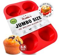 Walfos Silicone Texas Muffin Pan - 6 Cup Jumbo Cupcake Pan, Non-Stick Silicone, Just PoP Out! Perfect for Egg Muffin, Big Cupcake - BPA Free and Dishwasher Safe