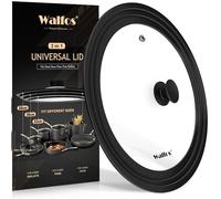 Walfos Universal Lid 33 cm, 36 cm, 38 cm Glass Lid for Pots, Pans with Silicone Rim, Tempered Glass, BPA Free, Dishwasher Safe, Modern Design