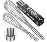 Walfos Whisks Large Whisk Set of 2, Heavy Duty Stainless Steel Wire Whisk Ideal For Beating Eggs, Mixing Batter & Blending Sauces.(13in+17in)