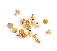 Walfront 10 Sets Solid Brass Buttons Stud Screw Nail Screwback Cap Rivets Leathercraft Studs Belt Strap Bag Screws(8mm)