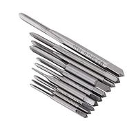 Walfront 10pcs Mini NC HSS High Speed Steel Metric Machine Plug Thread Screw Tap Tool Set Straight Fluted Pipe M1，M1.2，M1.4，M1.6，M1.7，M1.8，M2，M2.5，M3，M3.5