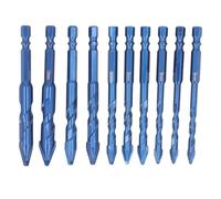 Walfront 10Pcs Skewed Head Eccentric Drill Bevel Angle Drill Bit Set M35 High Hardness for Concrete Tile Glass Metal Brick Wood Stone 6mm 8mm 10mm 12mm Hex Shank