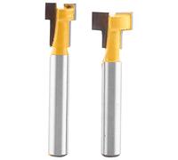 Walfront 2Pcs T-Slot Cutter Router Bit, 1/4Inch Shank, Tungsten Carbide, Straight Cut, 3/8Inch & 1/2Inch Cutting Edge, Woodworking Milling, T Type Shank, 1 Flute