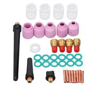 Walfront 37PCS Set Welding Torch Accessories for WP9 20 25 Welding Torch Kit Ceramic Nozzles Glass Cups Gas Lens Collets O Rings Back Caps PTFE Front Cap