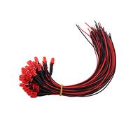 Walfront 50Pcs Pre-Wired Diffused LED Diodes - Multi-Color LED Lights (DC 9-12V) - 5mm Red Light for Various Applications