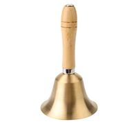 Walfront 8cm Multi Functional Hand Bell with Wooden Handle Loud Solid Brass Call Bell for Classroom Games Emergency Signaling