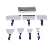 Walfront 8Pcs Stainless Steel Drywall Scraper Set Mud Pan Taping Tools with CNC Machined TPR Grip and Hammer Head for Drywall Joint Tape Pasting Paint Scraping Wall Repair