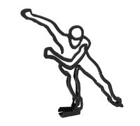 Walfront Black Iron Abstract Figure Statue -lines Character Sculpture, Modern Athlete Line Decor for Home Office Desktop (Speed Skating)
