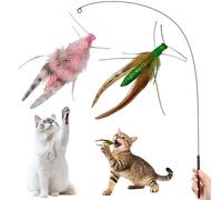Walfront Cat Interactive Toy, Featuring Green and Red Grasshopper Pendants, Suitable for Kittens Learning to Hunt, Helps Improve Agility and Solves The Problem of Feline Boredom