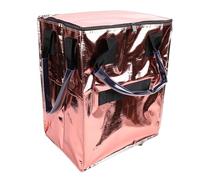 Walfront Collapsible Grocery Bag On Wheels, Portable Rolling Tote with Heavy Duty Handles, Ideal for Shopping and Laundry, 4pcs 360 Degree Rotating Wheels (Rose Gold)