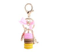 Colorful Macaroon Keychain Cute Alloy Eiffel Tower Keyring Bag Pendant Car Charm Decoration Purse Handbag Accessories (Pink)
