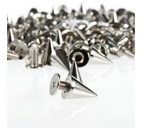 Walfront Cone Spikes Screw Back Rivets Silver Metal Studs 7x10mm 100 Sets for DIY Craft Decoration Leather Belts Jackets Backpacks Punk Clothing Repair (Metal 2)