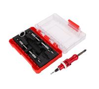 Walfront Countersink Drill Bit Set 5 Pcs Adjustable Depth Stop Replaceable HSS M2 Tapered Drill Bits Carbide Bits 1/4 Hex Shank with Low Friction Depth Stop for Woodworking Hand Tools