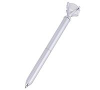 Walfront Crystal Ballpoint Pen, Metal Ballpoint Pen with Rhinestone Decor, Silver Office Supplies Gift Stationery for Writing Instruments