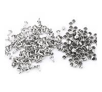 Walfront Double Cap Rivet Set for Leather DIY Repairs and Decorations - 100 Piece Tubular Metal Studs Kit (6x8mm Silver)