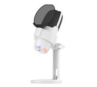 Walfront Dynamic Gaming Microphone USB RGB Microphone Computer Mic Kit Noise Cancellation PC Mic for Gaming/Meeting/Live Streaming/Audio Recording/Video (White)