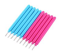 Walfront Economic 10pcs (Rose Red/Light Blue) Paper Quilling Pen Plastic Slotted Quilling Roller DIY Paper Crafting Tools