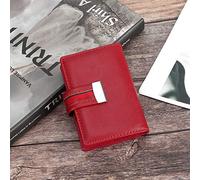 Walfront Fashionable Women Card Wallet Non-degaussing 26-Card Capacity with Simple Design and Selected PU Leather for ID Credit Bank Cards Driver's Licenses Travel and Business Use (Red)