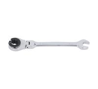 Walfront Flare Nut Wrench Flexible Head Ratcheting Wrench 14mm 7.5 Inch Open End 72 Teeth for Tightening Closed Circuit Nuts in AC Line Adjustable Angle for Fuel Brake