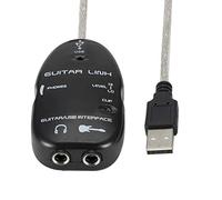 Walfront Guitar Adapter, USB Interface Link Cable Audio Connector for PC Computer, Plug and Play with Built in Driver, Guitar to USB Interface Cable for Recording and Monitoring (Black)