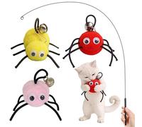 Walfront Interactive Cat Toy with Spider Plush Ball Pendant Indoor Cats, Enhances Feline Well-Being, Promotes Healthy Lifestyle and Active Play